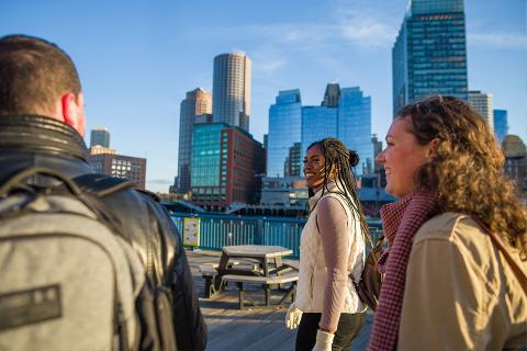 students walking in Boston