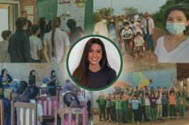 Kristy Miyashita in various scenes of her Peace Corps work in Paraguay